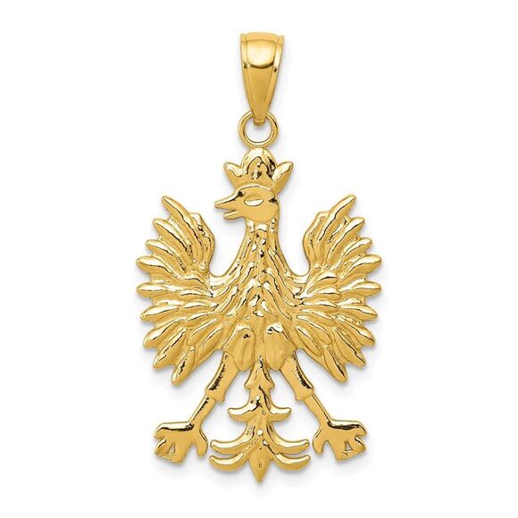 14k Yellow Gold Polish Eagle Pendant - Picture 1 of 5